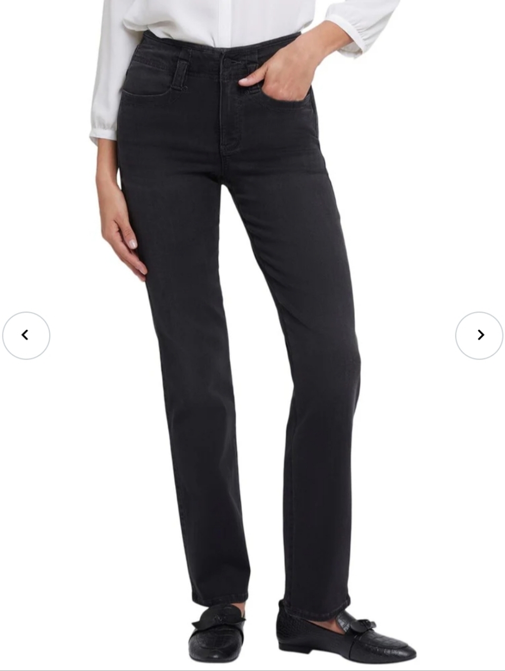 NYDJ Marilyn Straight Jeans Cordoba Sure Stretch Lift Tuck Black 6P Petite